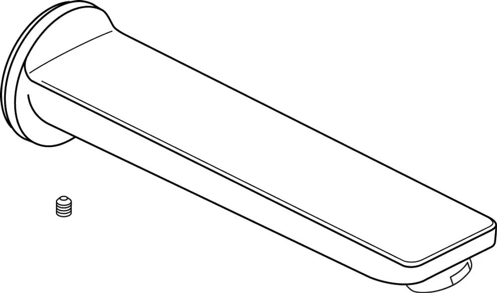 Chromfarbener Auslauf für Wand-WT-Armatur von Ideal Standard, mit klaren Linien und einem zugehörigen kleinen Gewinde.
